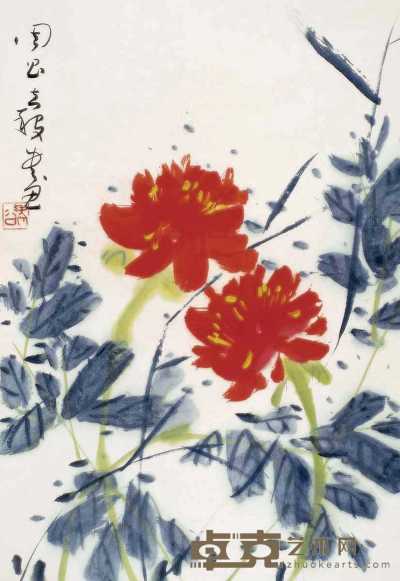 周昌谷 花卉 立轴 66×45cm